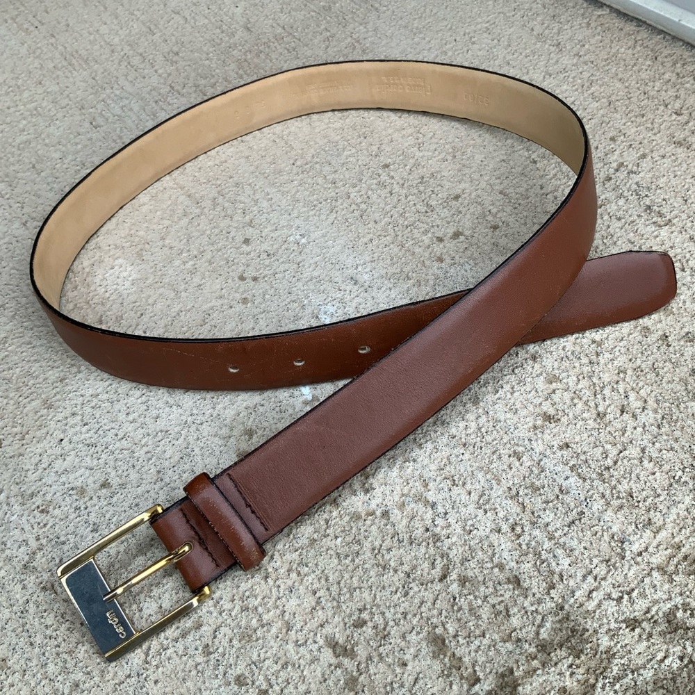 Vintage PIERRE CARDIN Cow Hide Leather Brown Belt Men’s Size 32/80 Made in USA